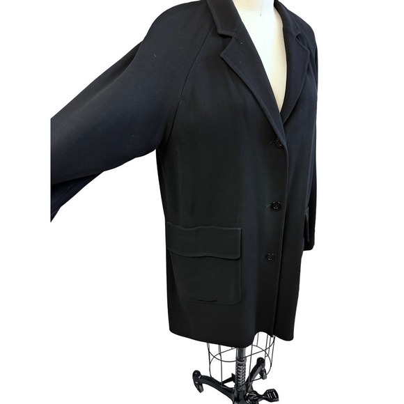 VTG Isaac Mizrahi New York Black Wool Blend Car Coat Swing Jacket Sz 8 S/M - Picture 2 of 7
